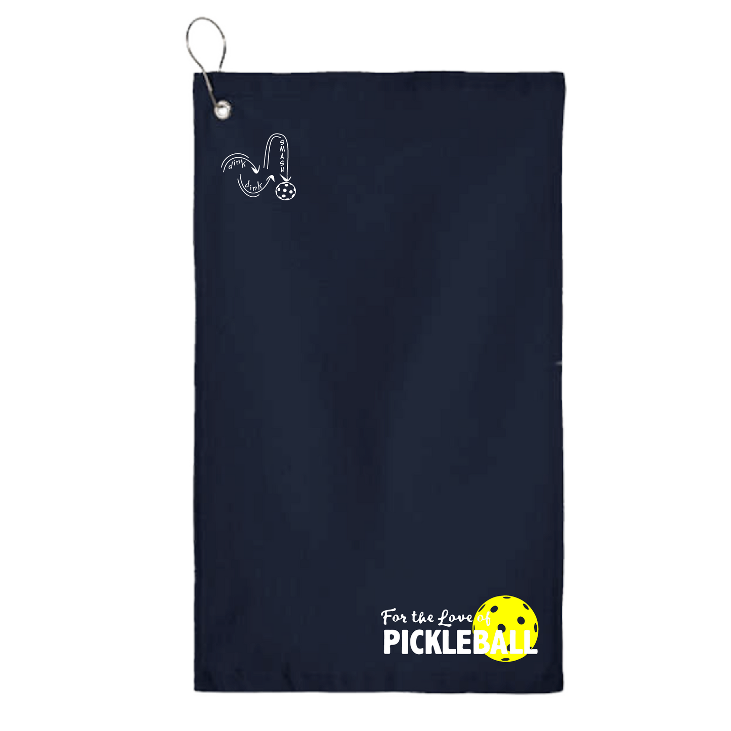 This For the Love of Pickleball towel is crafted with cotton terry velour for optimal performance. It features grommets, hooks, and hemmed edges for added durability. It's perfect for completing your pickleball gear, and an ideal gift for friends and tournaments. The towel is designed to be both absorbent and lightweight, so you can remain dry and comfortable while you play. 