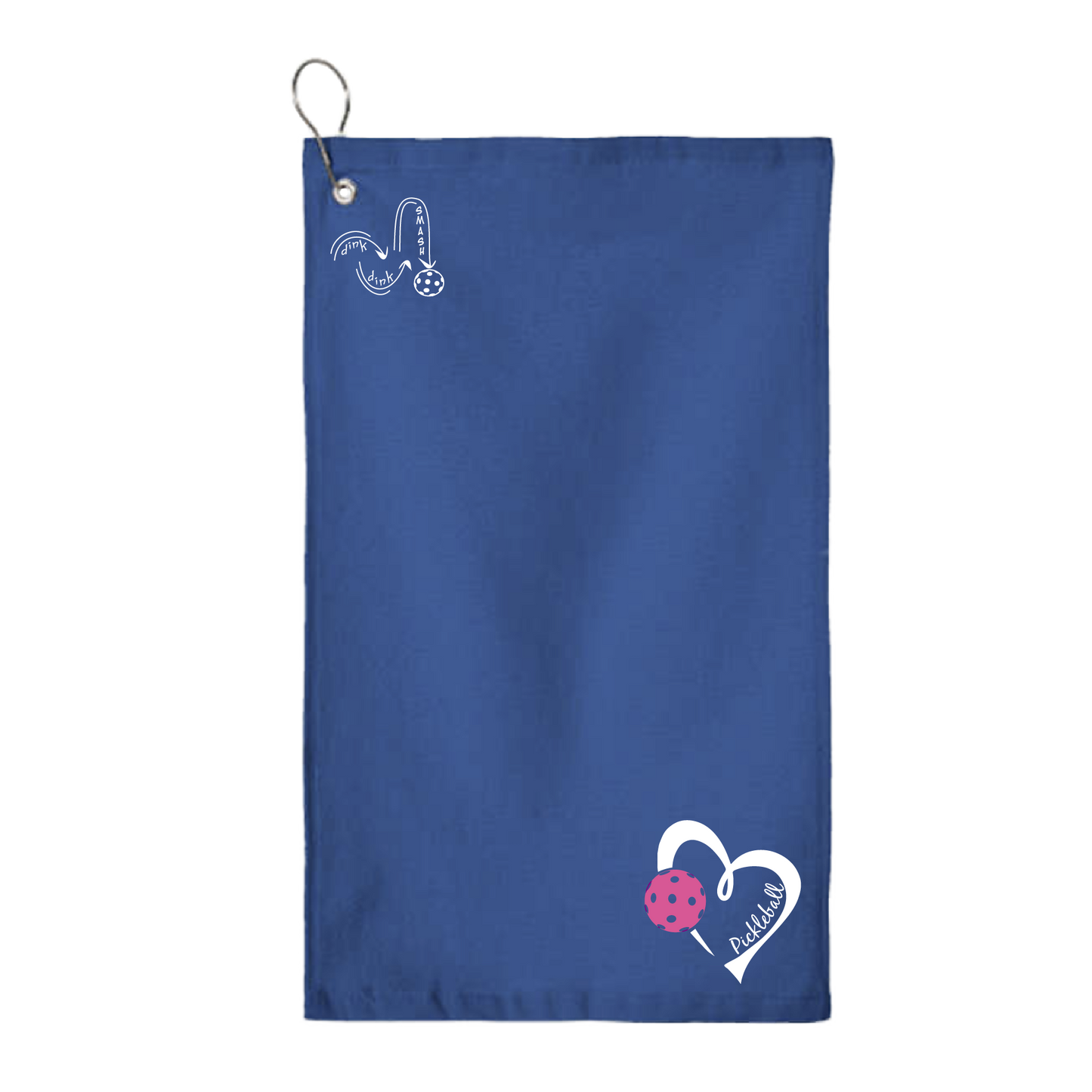 This Pickleball Love Heart and Pink Pickleball towel is crafted with cotton terry velour for optimal performance. It features grommets, hooks, and hemmed edges for added durability. It's perfect for completing your pickleball gear, and an ideal gift for friends and tournaments. The towel is designed to be both absorbent and lightweight, so you can remain dry and comfortable while you play.