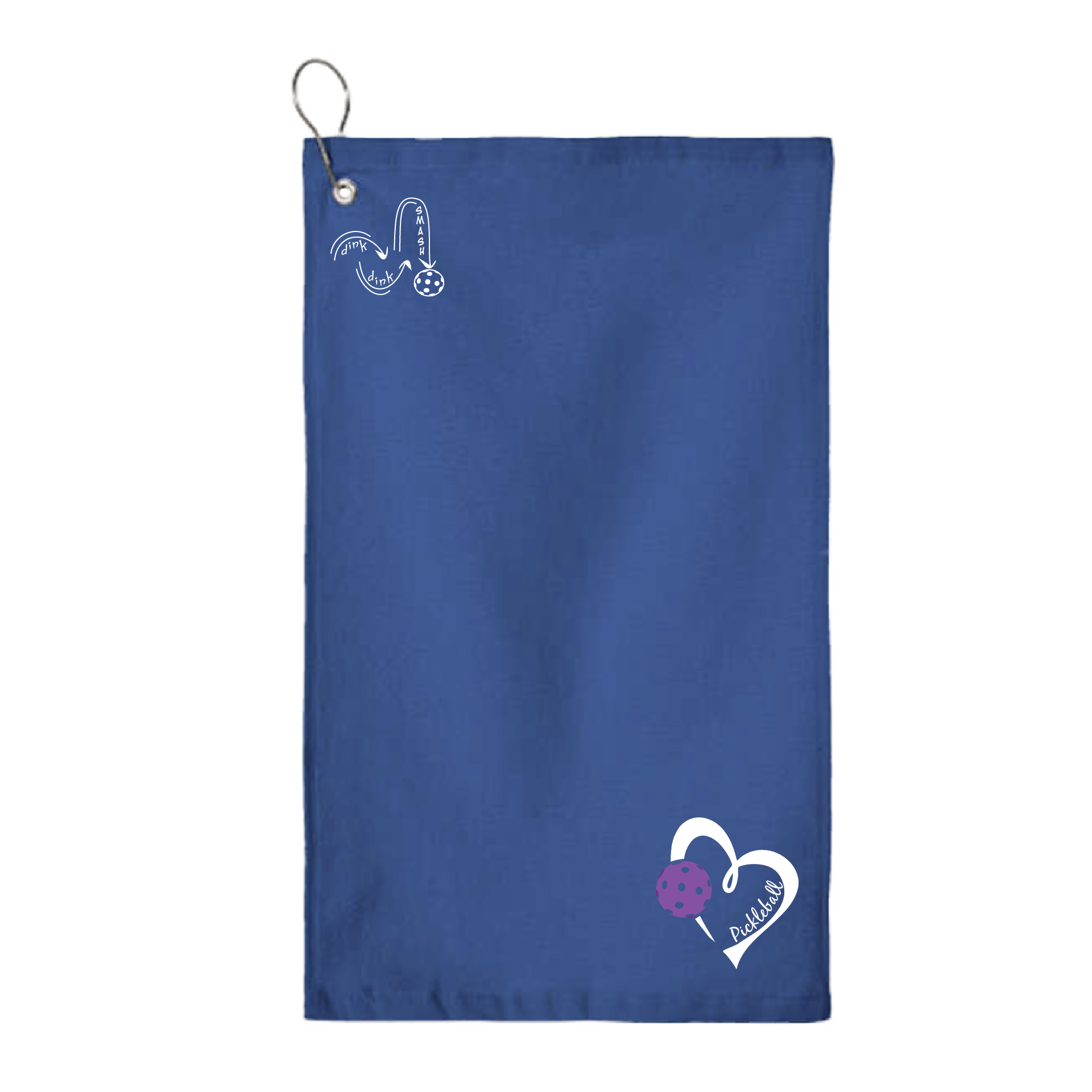 This Pickleball Love Heart and Purple Pickleball towel is crafted with cotton terry velour for optimal performance. It features grommets, hooks, and hemmed edges for added durability. It's perfect for completing your pickleball gear, and an ideal gift for friends and tournaments. The towel is designed to be both absorbent and lightweight, so you can remain dry and comfortable while you play