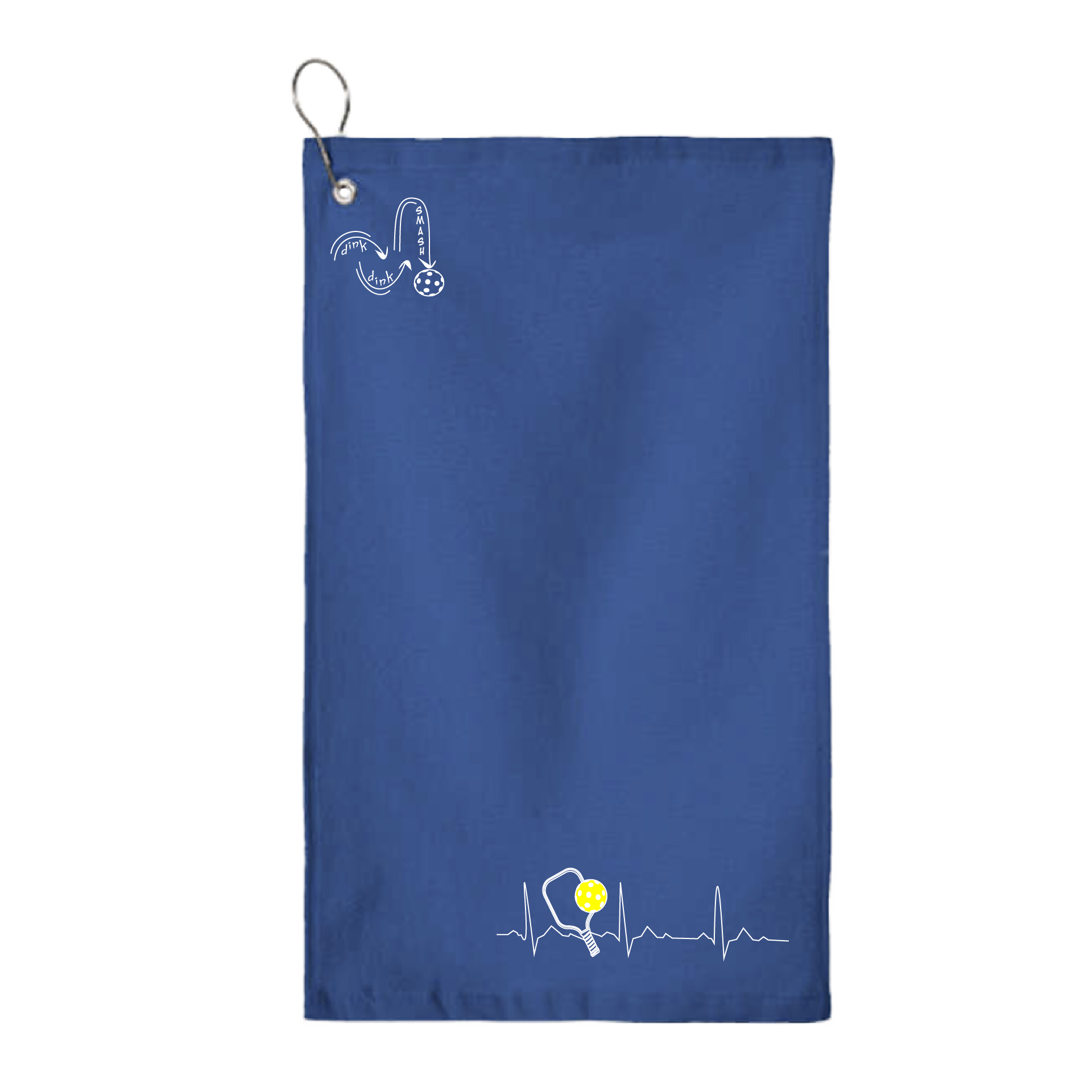 This Pickleball Heartbeat towel is crafted with cotton terry velour for optimal performance. It features grommets, hooks, and hemmed edges for added durability. It's perfect for completing your pickleball gear, and an ideal gift for friends and tournaments. The towel is designed to be both absorbent and lightweight, so you can remain dry and comfortable while you play.