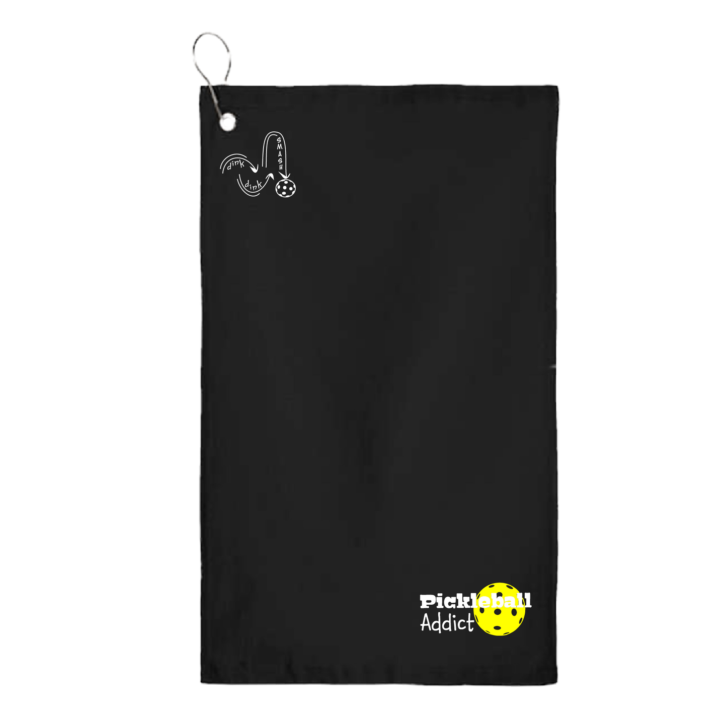 This Pickleball Addict towel is crafted with cotton terry velour for optimal performance. It features grommets, hooks, and hemmed edges for added durability. It's perfect for completing your pickleball gear, and an ideal gift for friends and tournaments. The towel is designed to be both absorbent and lightweight, so you can remain dry and comfortable while you play.