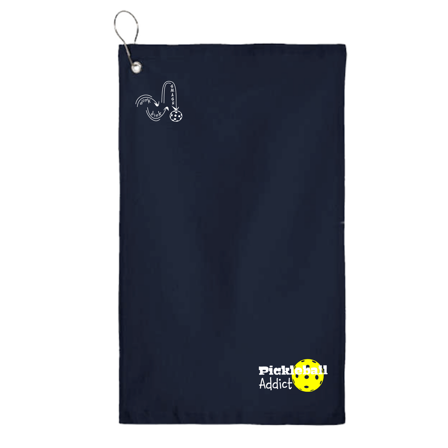 This Pickleball Addict towel is crafted with cotton terry velour for optimal performance. It features grommets, hooks, and hemmed edges for added durability. It's perfect for completing your pickleball gear, and an ideal gift for friends and tournaments. The towel is designed to be both absorbent and lightweight, so you can remain dry and comfortable while you play.