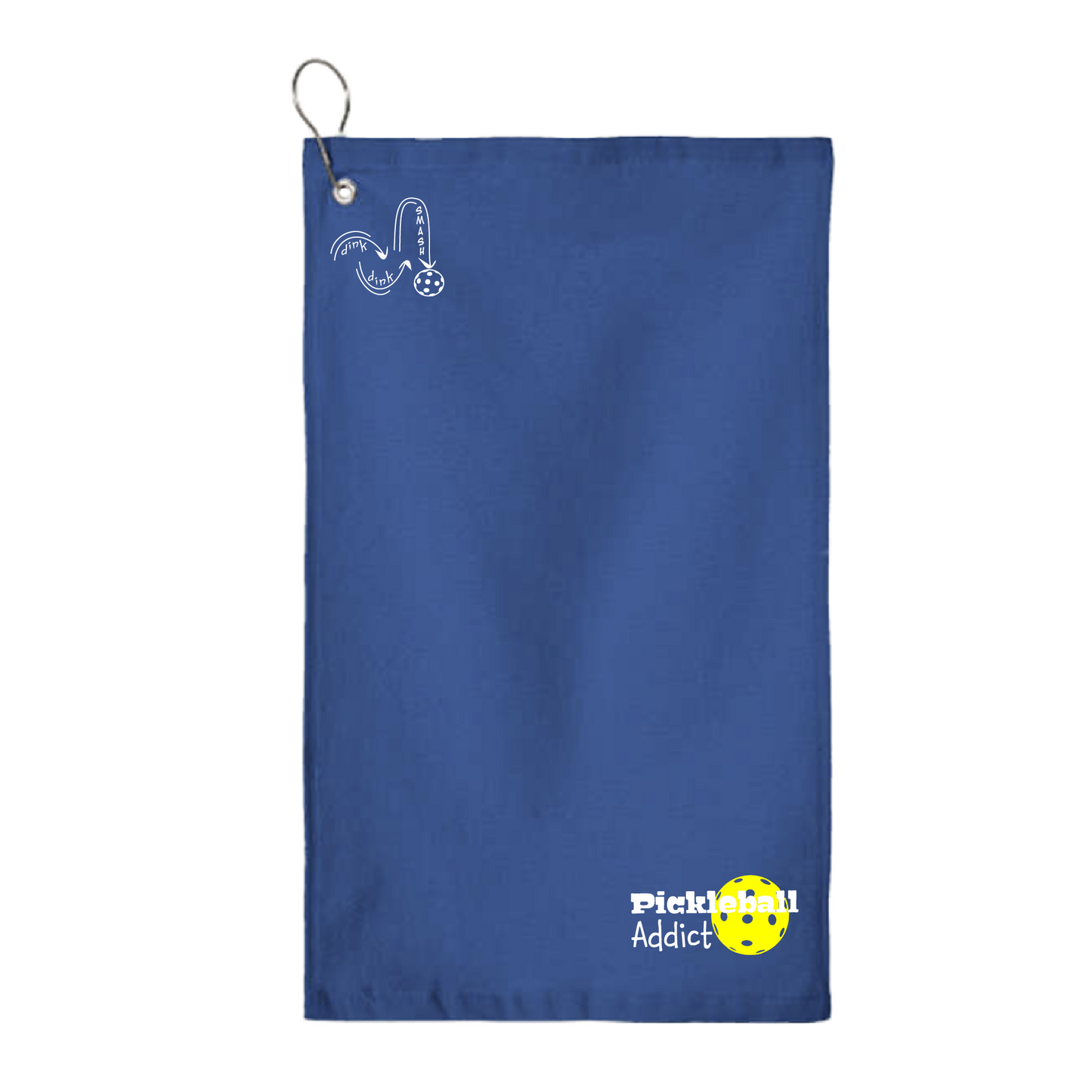 This Pickleball Addict towel is crafted with cotton terry velour for optimal performance. It features grommets, hooks, and hemmed edges for added durability. It's perfect for completing your pickleball gear, and an ideal gift for friends and tournaments. The towel is designed to be both absorbent and lightweight, so you can remain dry and comfortable while you play.