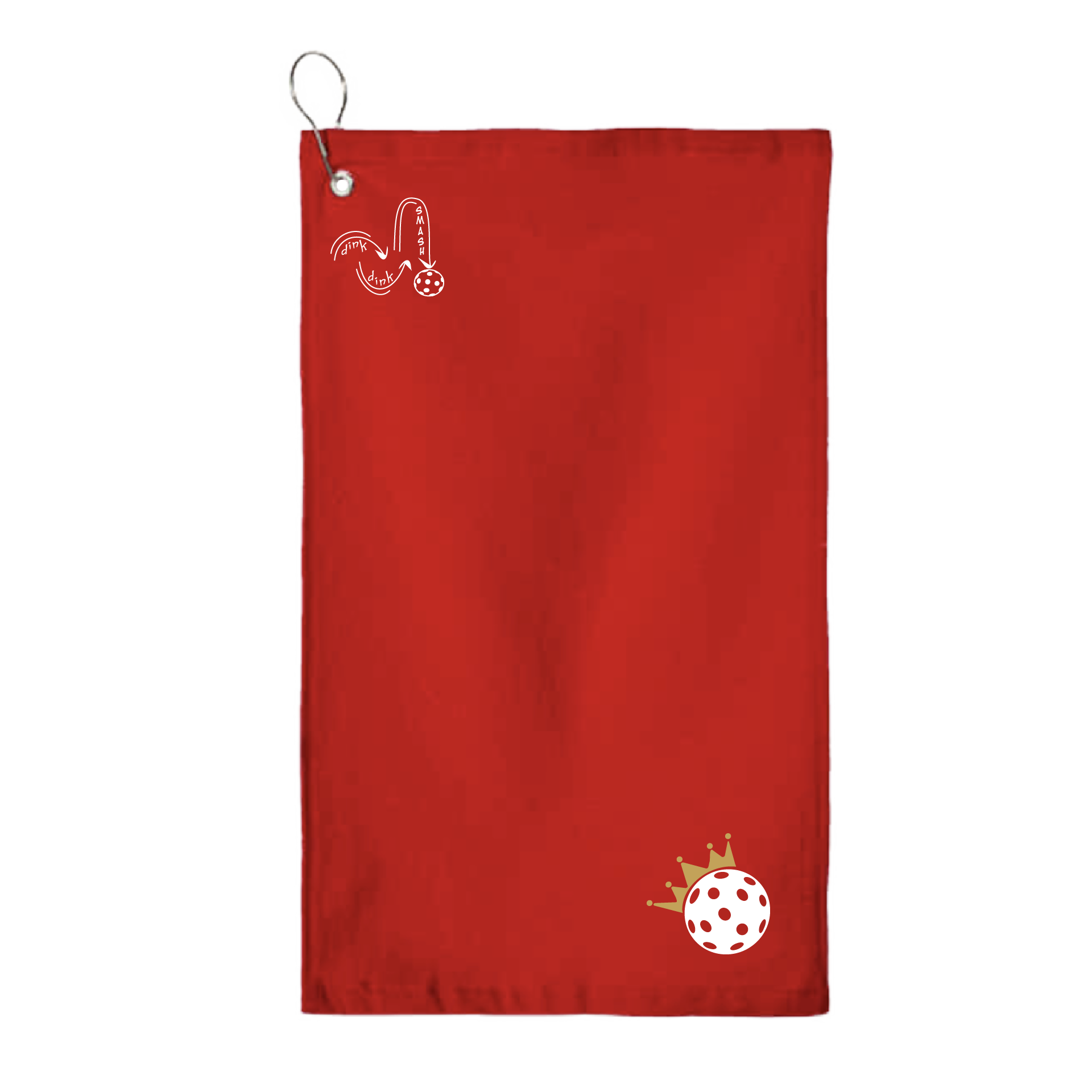 This Pickleball with Queen Crown towel is crafted with cotton terry velour for optimal performance. It features grommets, hooks, and hemmed edges for added durability. It's perfect for completing your pickleball gear, and an ideal gift for friends and tournaments. The towel is designed to be both absorbent and lightweight, so you can remain dry and comfortable while you play.