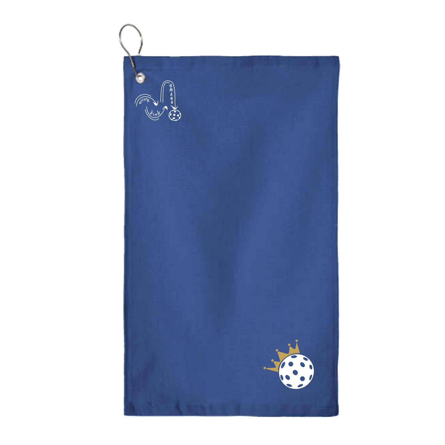 This Pickleball with Queen Crown towel is crafted with cotton terry velour for optimal performance. It features grommets, hooks, and hemmed edges for added durability. It's perfect for completing your pickleball gear, and an ideal gift for friends and tournaments. The towel is designed to be both absorbent and lightweight, so you can remain dry and comfortable while you play.
