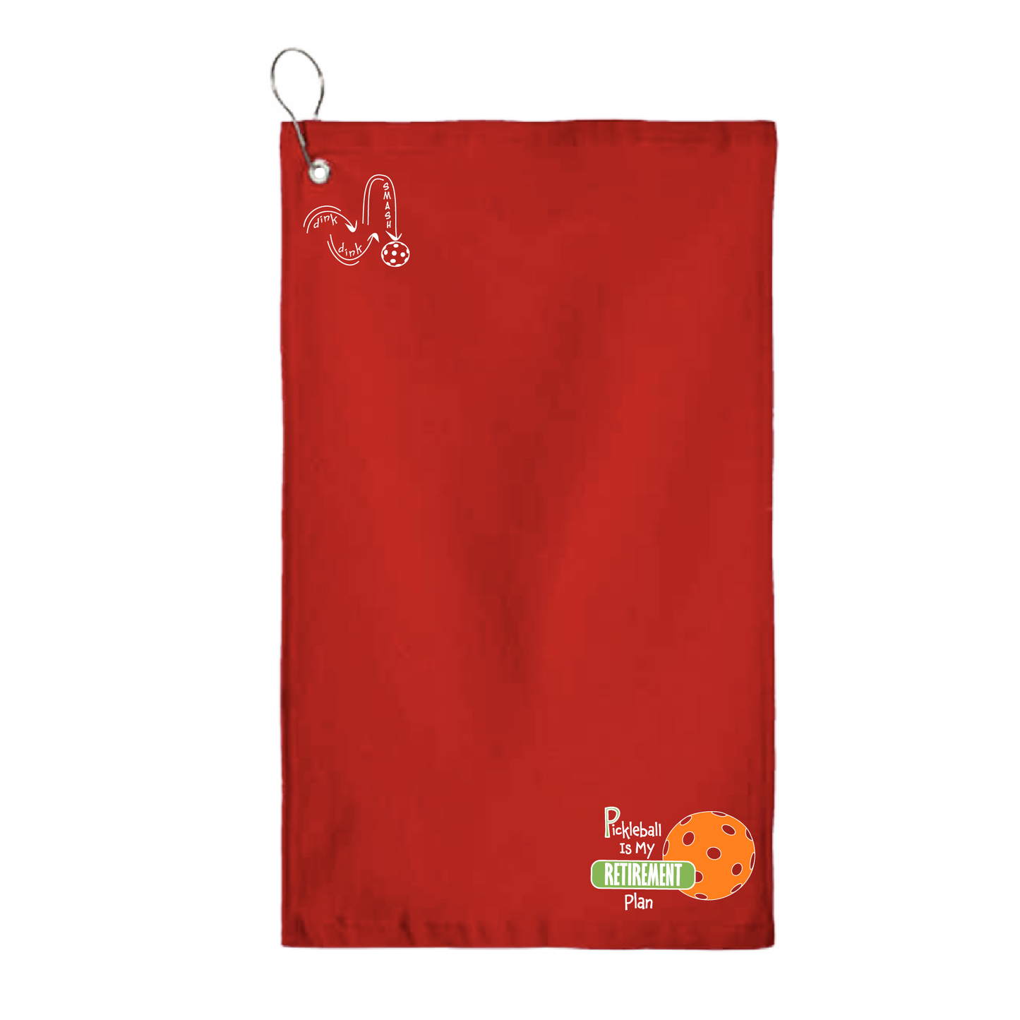 This Pickleball Is My Retirement Plan towel is crafted with cotton terry velour for optimal performance. It features grommets, hooks, and hemmed edges for added durability. It's perfect for completing your pickleball gear, and an ideal gift for friends and tournaments. The towel is designed to be both absorbent and lightweight, so you can remain dry and comfortable while you play.