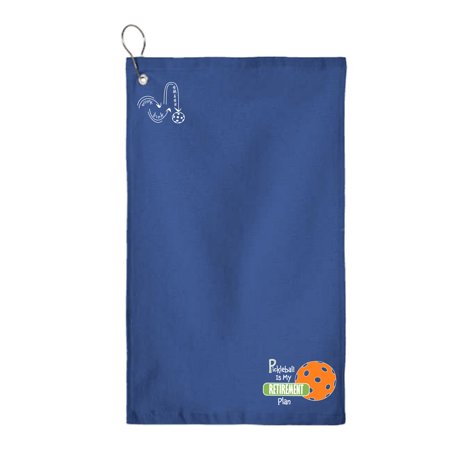 This Pickleball Is My Retirement Plan towel is crafted with cotton terry velour for optimal performance. It features grommets, hooks, and hemmed edges for added durability. It's perfect for completing your pickleball gear, and an ideal gift for friends and tournaments. The towel is designed to be both absorbent and lightweight, so you can remain dry and comfortable while you play.