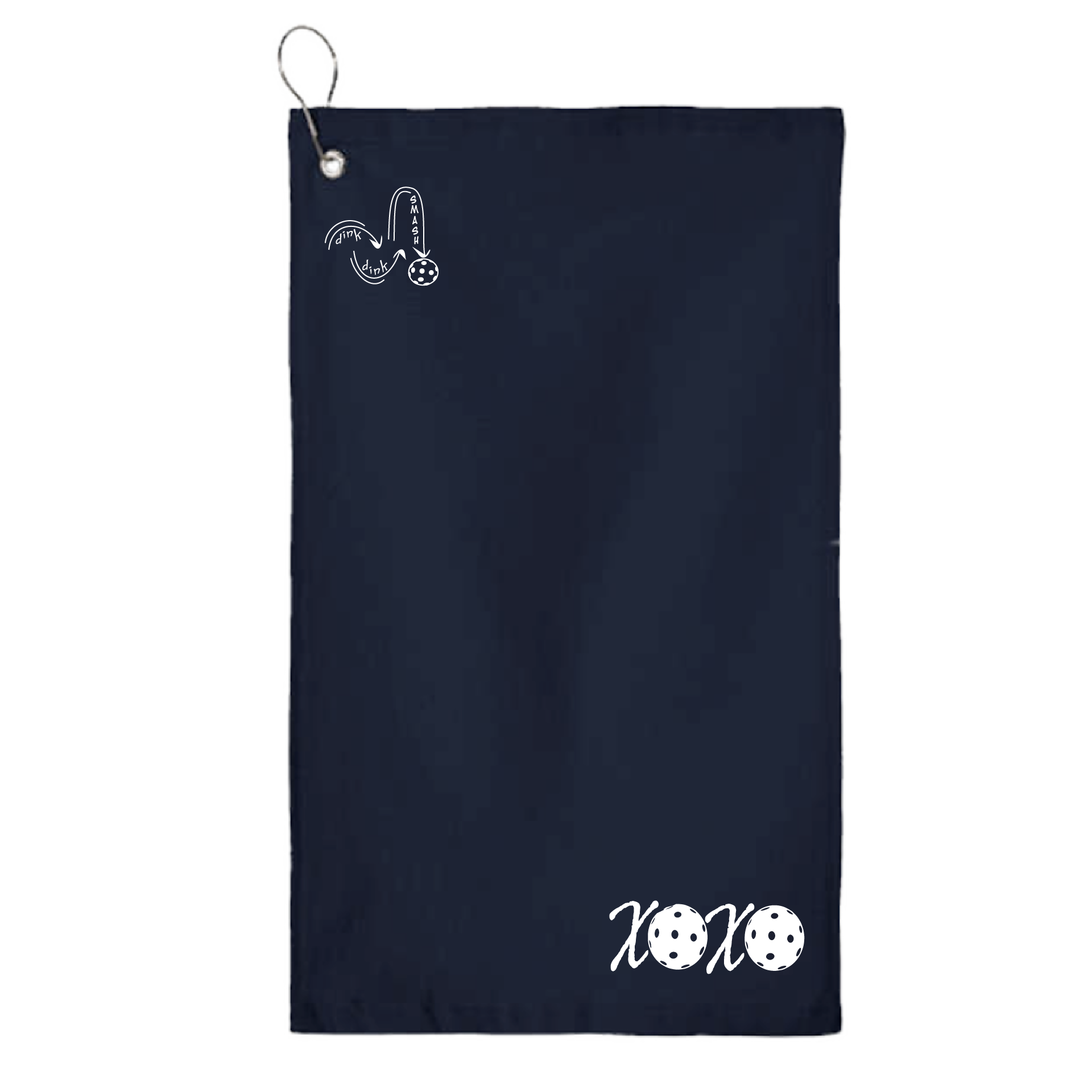 This XOXO pickleball towel is crafted with cotton terry velour for optimal performance. It features grommets, hooks, and hemmed edges for added durability. It's perfect for completing your pickleball gear, and an ideal gift for friends and tournaments. The towel is designed to be both absorbent and lightweight, so you can remain dry and comfortable while you play.