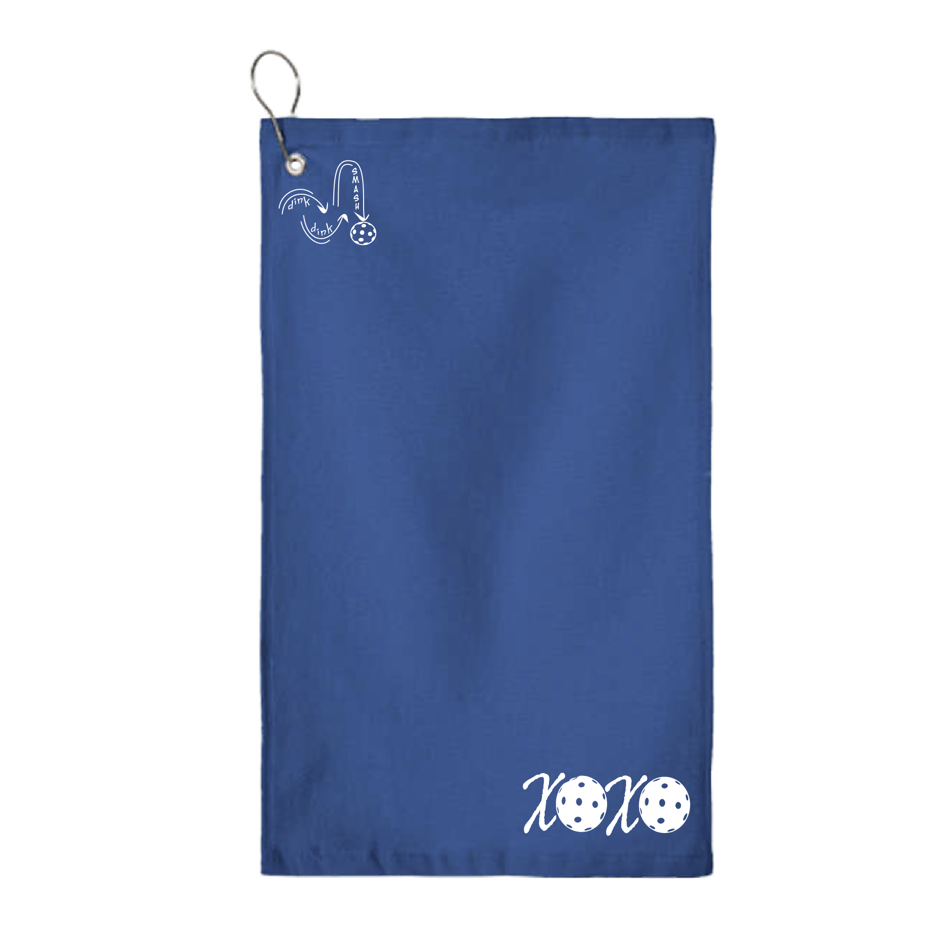 This XOXO pickleball towel is crafted with cotton terry velour for optimal performance. It features grommets, hooks, and hemmed edges for added durability. It's perfect for completing your pickleball gear, and an ideal gift for friends and tournaments. The towel is designed to be both absorbent and lightweight, so you can remain dry and comfortable while you play.