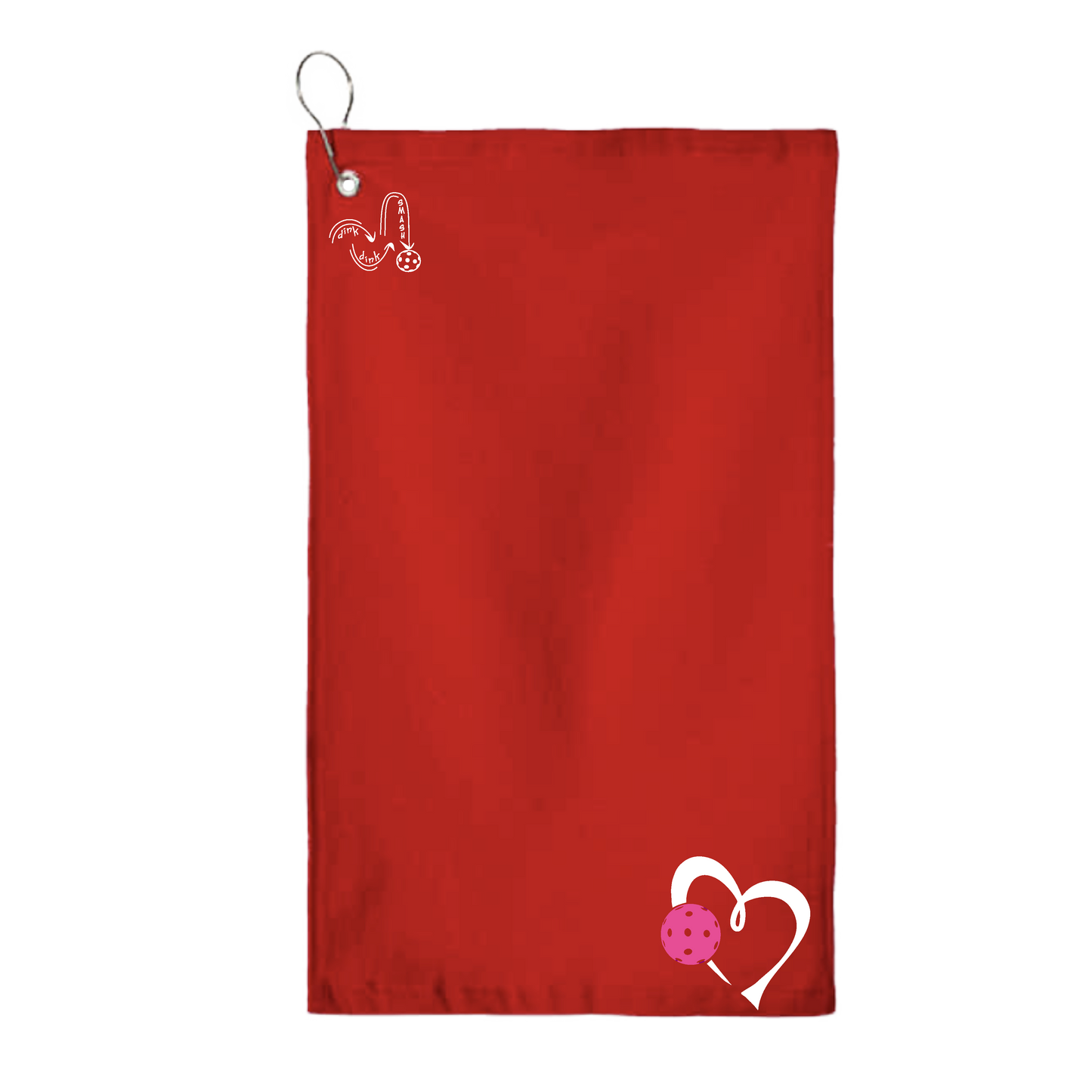 Love Pickleball (Pink) | Pickleball Court Towels | Grommeted 100% Cotton Terry Velour