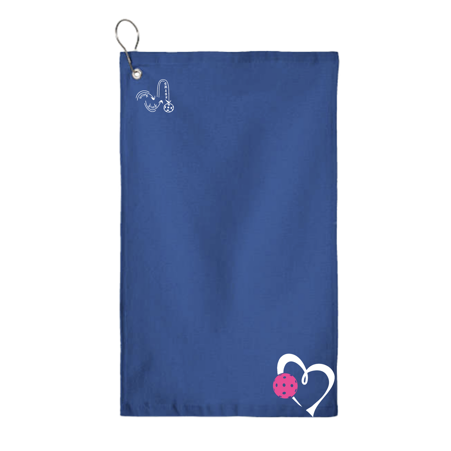 Love Pickleball (Pink) | Pickleball Court Towels | Grommeted 100% Cotton Terry Velour