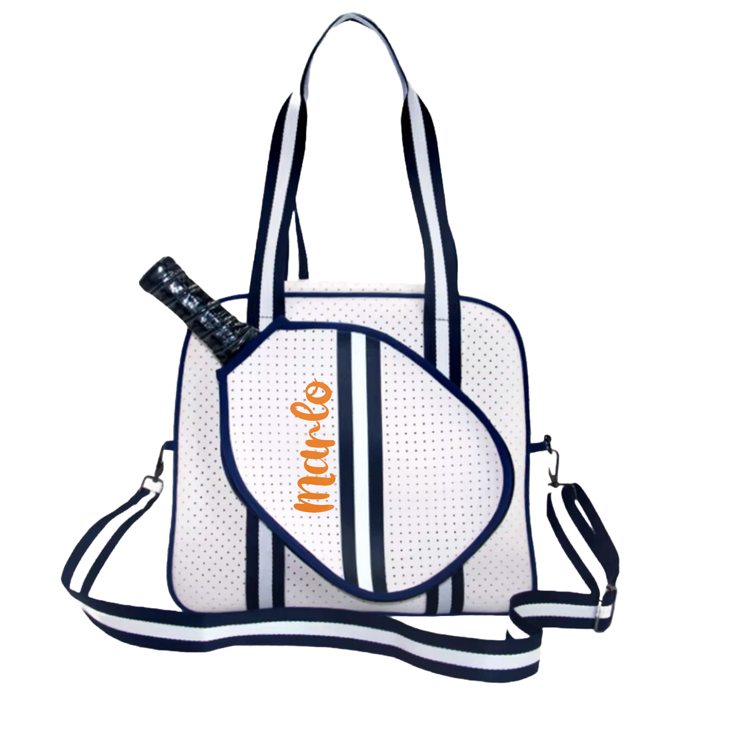 "Trendy" White and Blue Pickleball Bag (Free Customization) | Pickleball Sports Bag | Medium Size Court Bag