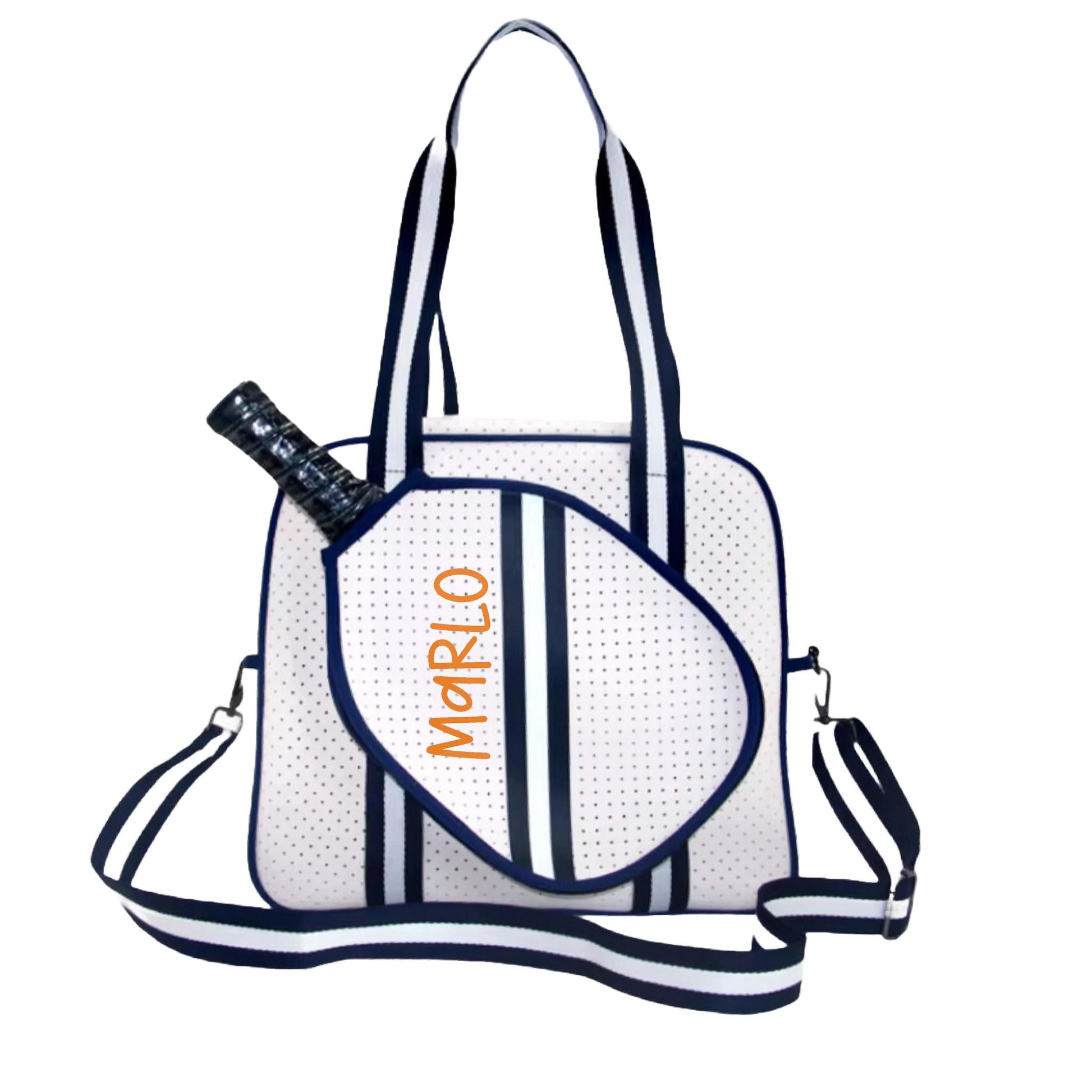 "Trendy" White and Blue Pickleball Bag (Free Customization) | Pickleball Sports Bag | Medium Size Court Bag