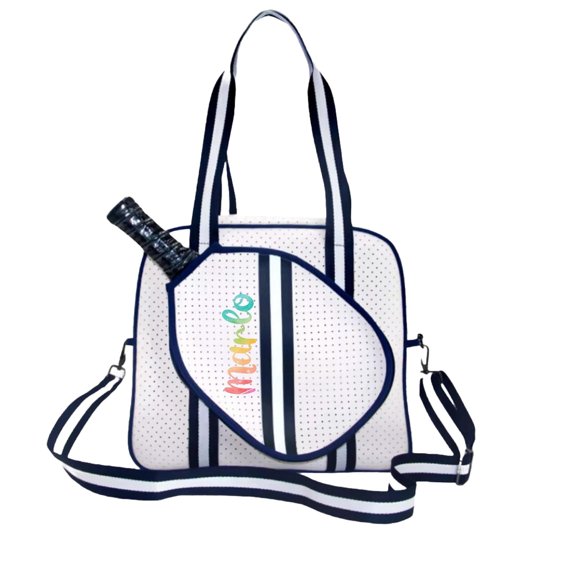 "Trendy" White and Blue Pickleball Bag (Free Customization) | Pickleball Sports Bag | Medium Size Court Bag