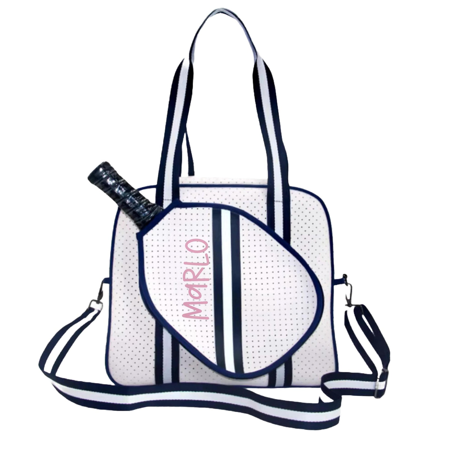 "Trendy" White and Blue Pickleball Bag (Free Customization) | Pickleball Sports Bag | Medium Size Court Bag
