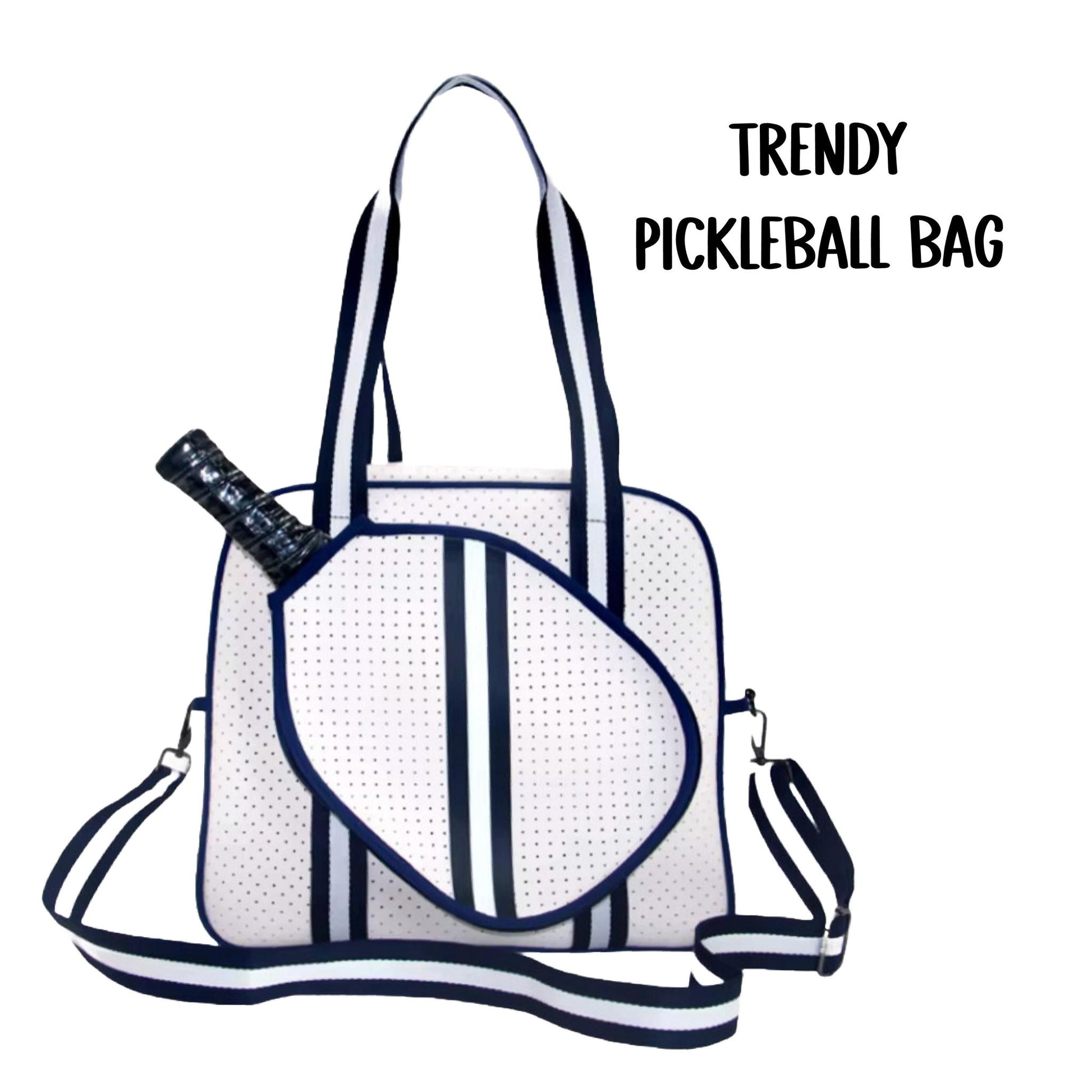 "Trendy" White and Blue Pickleball Bag (Free Customization) | Pickleball Sports Bag | Medium Size Court Bag