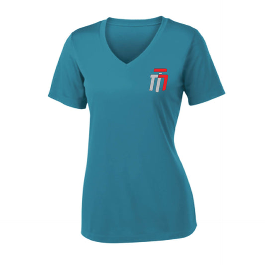 Trumotion (Pocket Design) | Women's Short Sleeve V-Neck Karate Performance T-Shirts | 100% Polyester