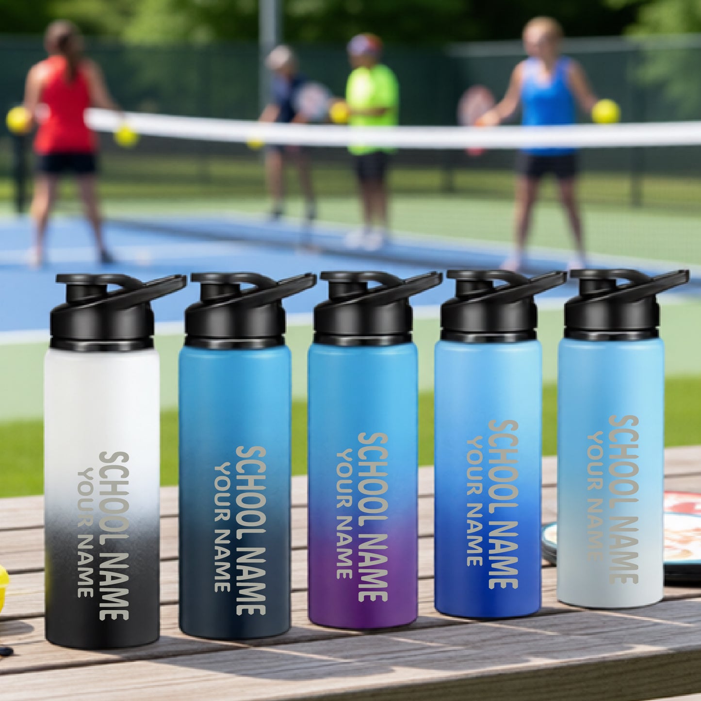 Set of 5 High School Personalized Pickleball Tumbler 25 oz Aluminum Team Cup Customized Water Bottle