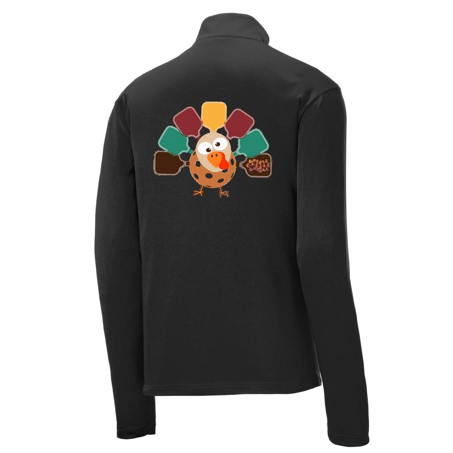 Turkey Pickleball | Men's 1/4 Zip Long Sleeve Pullover Athletic Performance Shirt | 100% Polyester