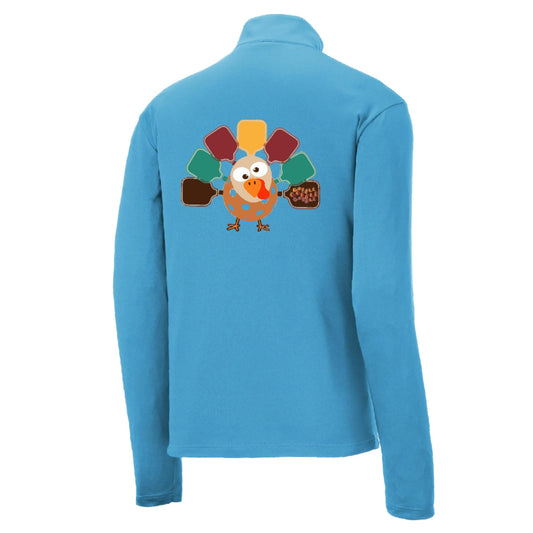 Turkey Pickleball | Men's 1/4 Zip Long Sleeve Pullover Athletic Performance Shirt | 100% Polyester