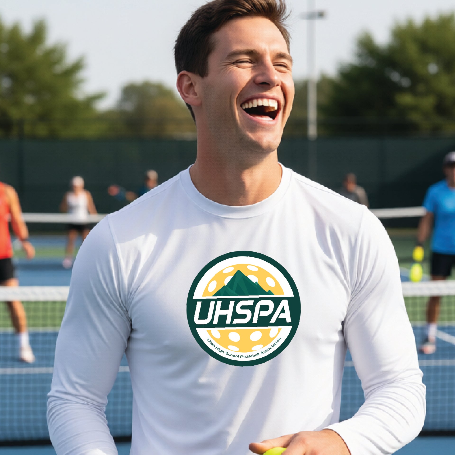 UHSPA Mens Long Sleeve Athletic Pickleball Performance T-Shirt | 100% Polyester