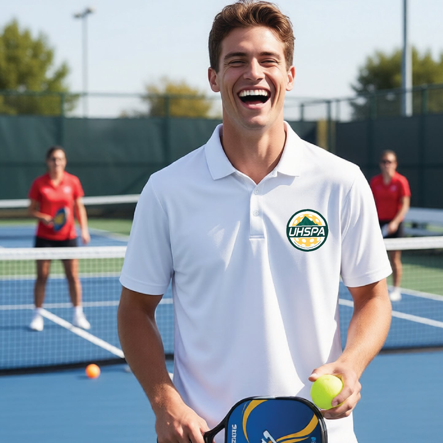 UHSPA Mens Pickleball Moisture Wicking Polo Performance Pullover Shirts | 100% Polyester