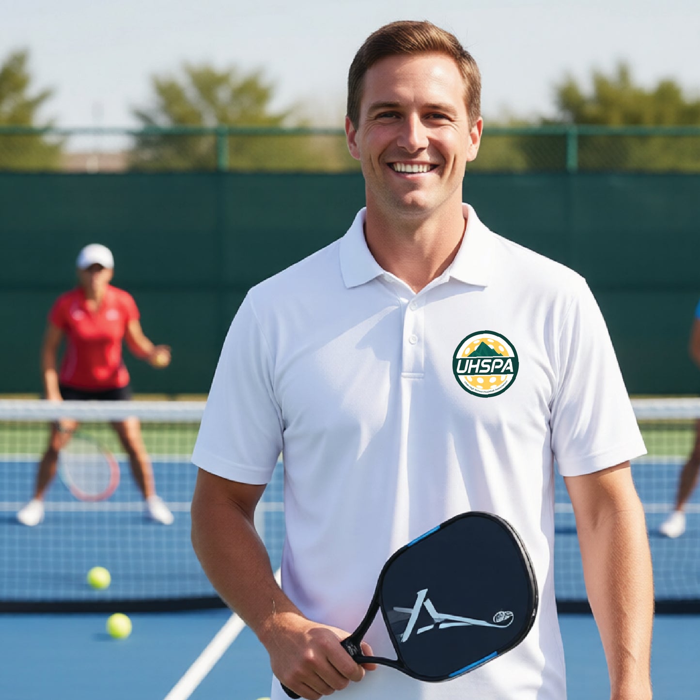 UHSPA Mens Pickleball Moisture Wicking Polo Performance Pullover Shirts | 100% Polyester