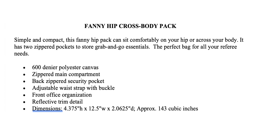 UHSPA Personalized Team Fanny Pac Bag – Pickleball Referee and Hip Crossbody Travel Bag
