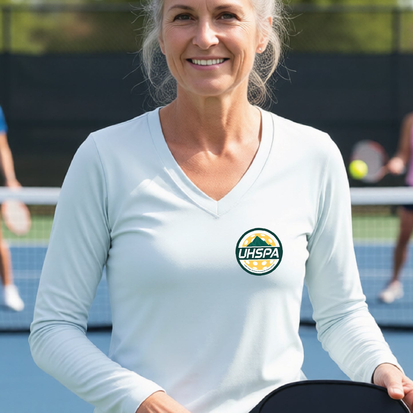 UHSPA Women’s Long Sleeve V-Neck Pickleball Performance T-Shirt | 100% Polyester