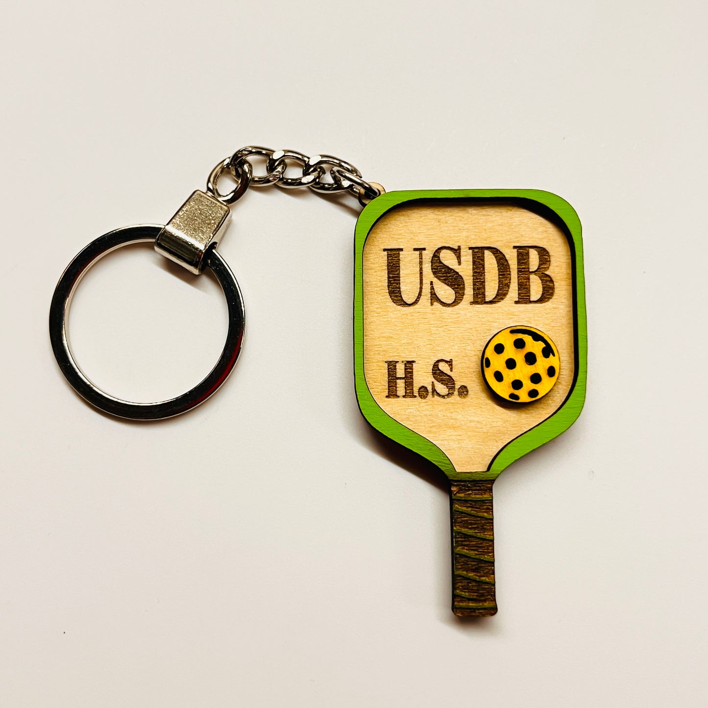 Set of 10 Utah Schools for the Deaf and Blind Custom Pickleball Paddle Keychain Personalized Balsa Wood Keychain Pickleball Player Gift Pickleball Team Gift Paddle Bag Charm (Copy)