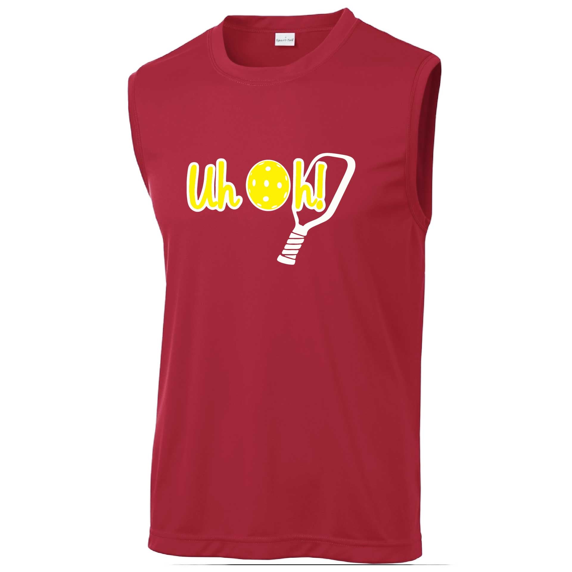 Uh Oh! | Men's Sleeveless Athletic Pickleball Performance T-Shirt | 100% Polyester