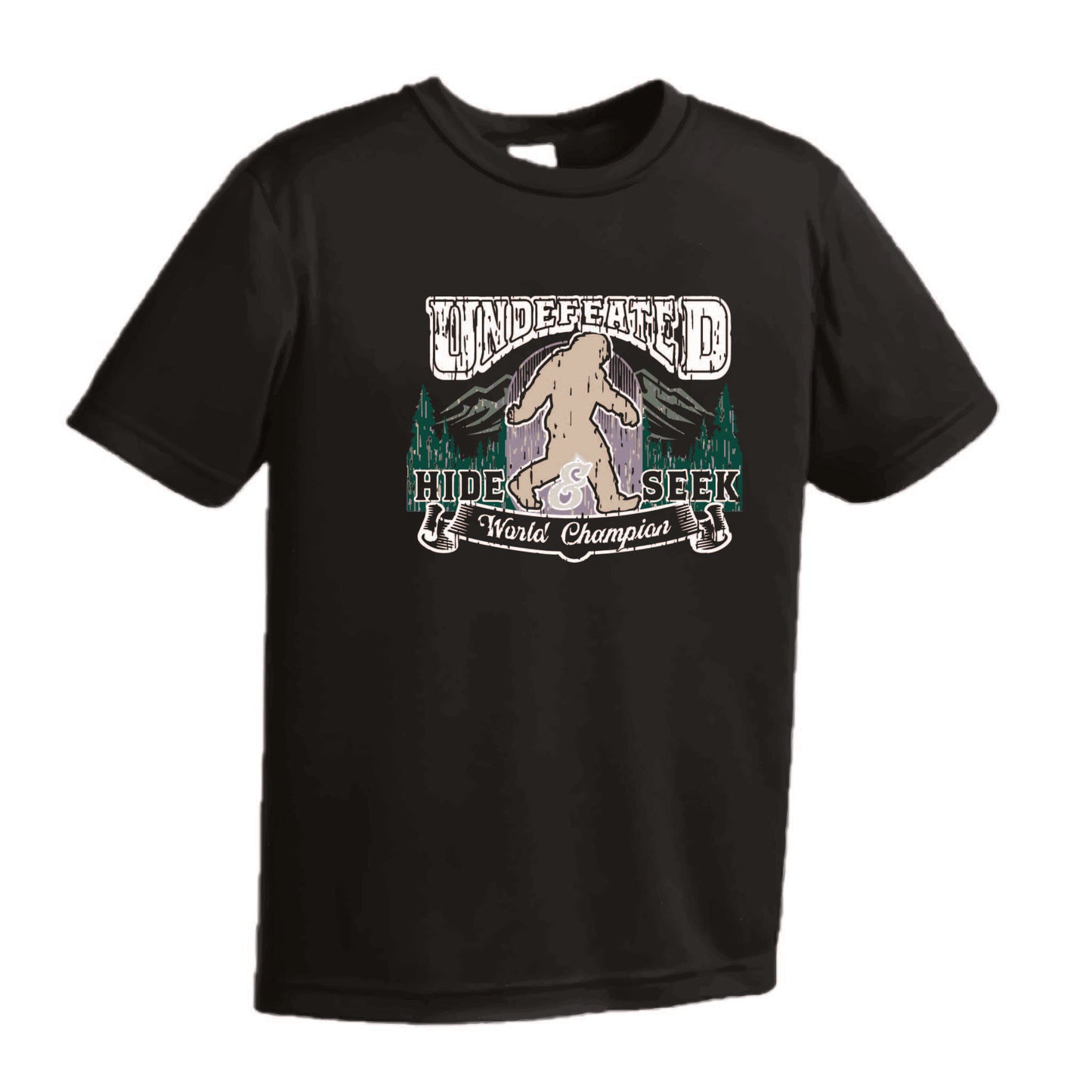 Undefeated Hide & Seek World Champion | Men's Short Sleeve Camping T-Shirt | 100% Polyester
