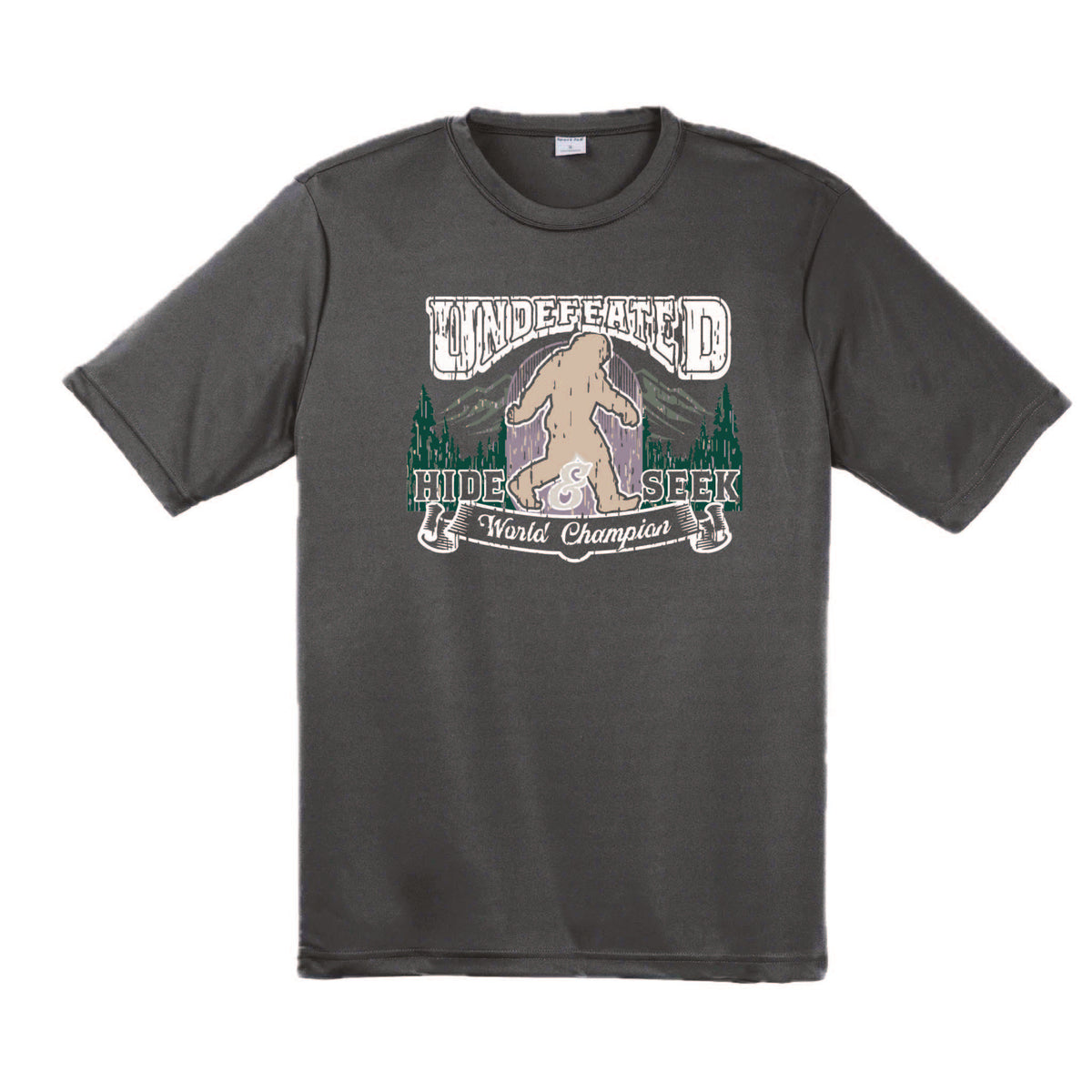 Undefeated Hide & Seek World Champion | Men's Short Sleeve Camping T-Shirt | 100% Polyester