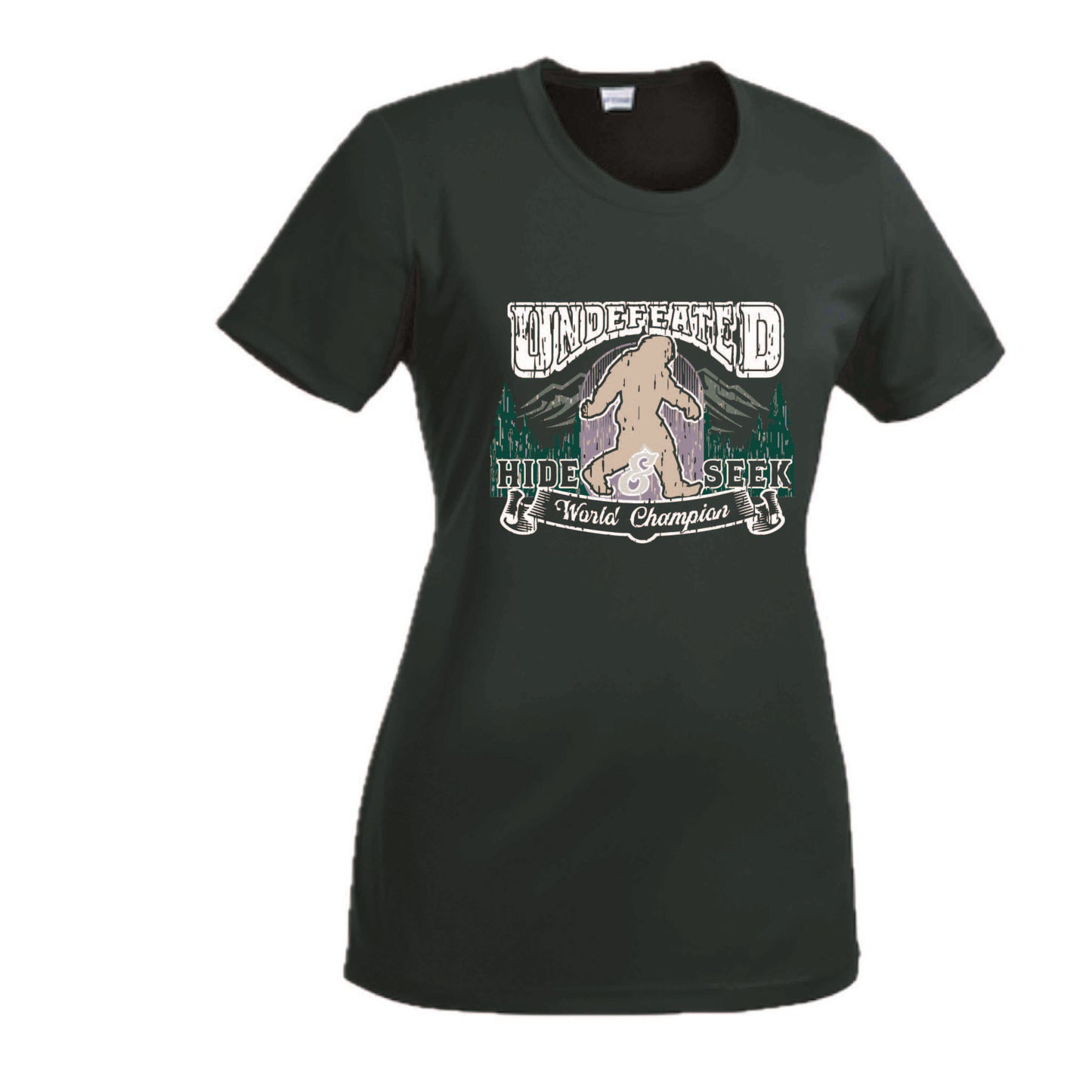 Undefeated Hide & Seek World Champion | Women’s Short Sleeve Crewneck Camping T-Shirts | 100% Polyester