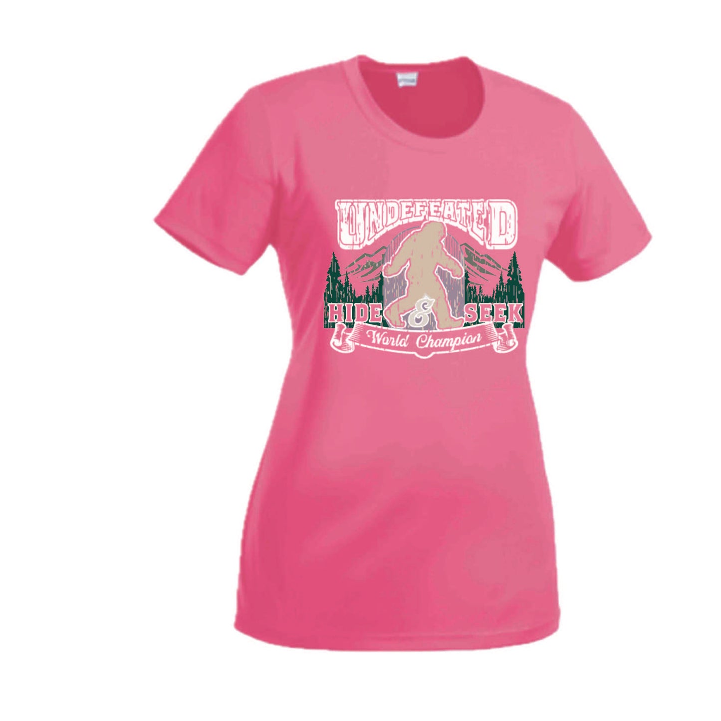 Undefeated Hide & Seek World Champion | Women’s Short Sleeve Crewneck Camping T-Shirts | 100% Polyester
