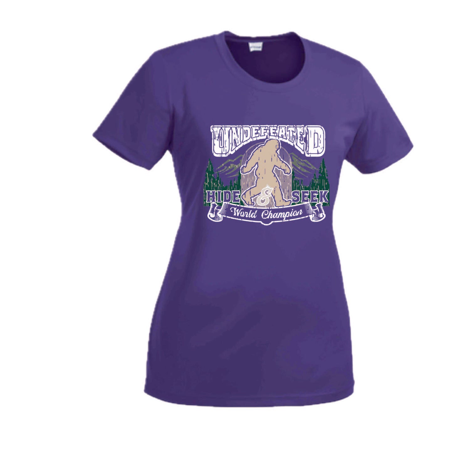 Undefeated Hide & Seek World Champion | Women’s Short Sleeve Crewneck Camping T-Shirts | 100% Polyester
