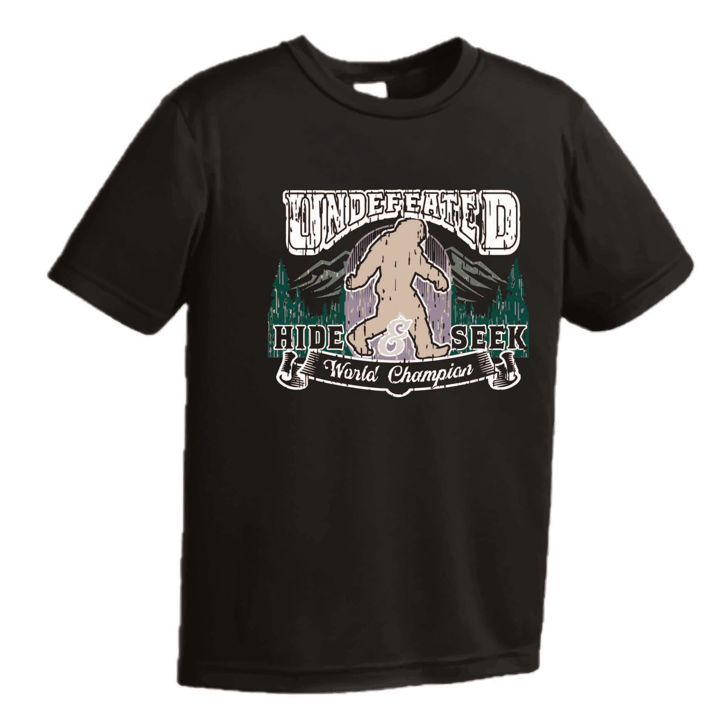 Undefeated Hide & Seek World Champion | Youth Short Sleeve Camping T-Shirts | 100% Polyester