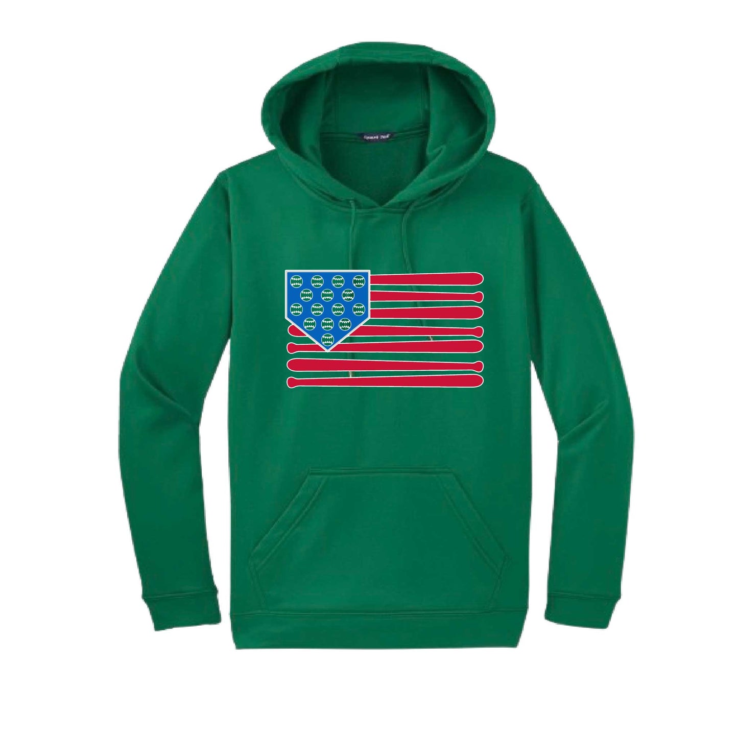 Baseball Flag | Unisex Hoodie Athletic Baseball Sweatshirt | 50% Cotton/50% Polyester