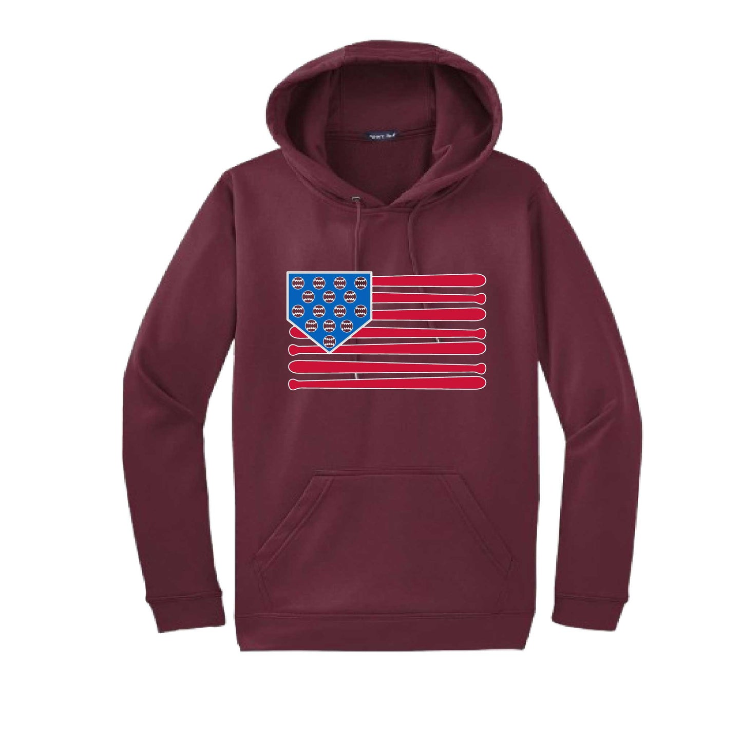 Baseball Flag | Unisex Hoodie Athletic Baseball Sweatshirt | 50% Cotton/50% Polyester