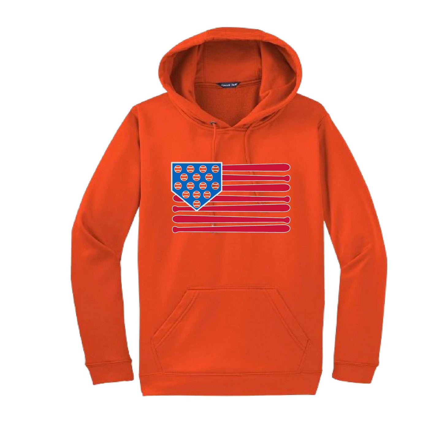 Baseball Flag | Unisex Hoodie Athletic Baseball Sweatshirt | 50% Cotton/50% Polyester