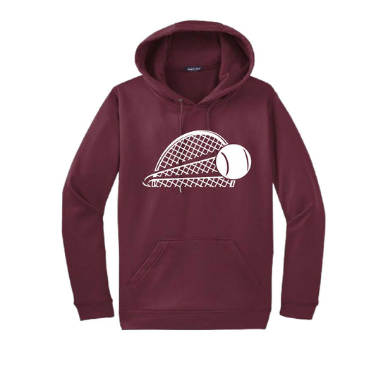 Tennis Half Racquet | Unisex Hoodie Athletic Tennis Sweatshirt | 50% Cotton/50% Polyester
