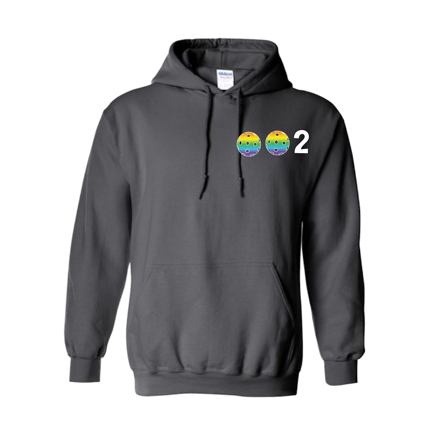 002 With Pickleballs Customizable (Colors Cyan Purple Rainbow) | Unisex Hoodie Pickleball Sweatshirt | 50% Cotton 50% Polyester
