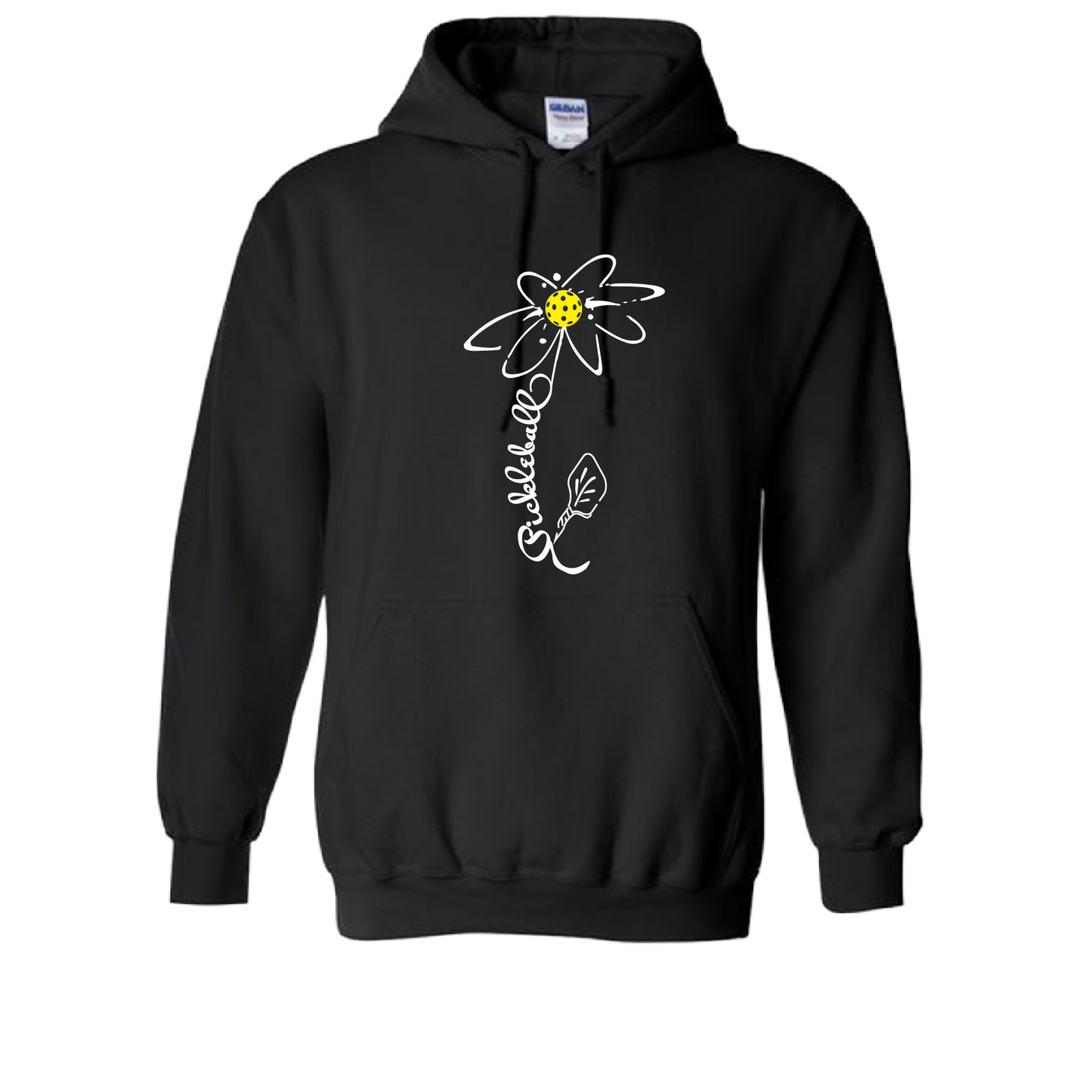 Pickleball Flower (White Yellow) | Unisex Hoodie Athletic Sweatshirt | 50% Cotton/50% Polyester