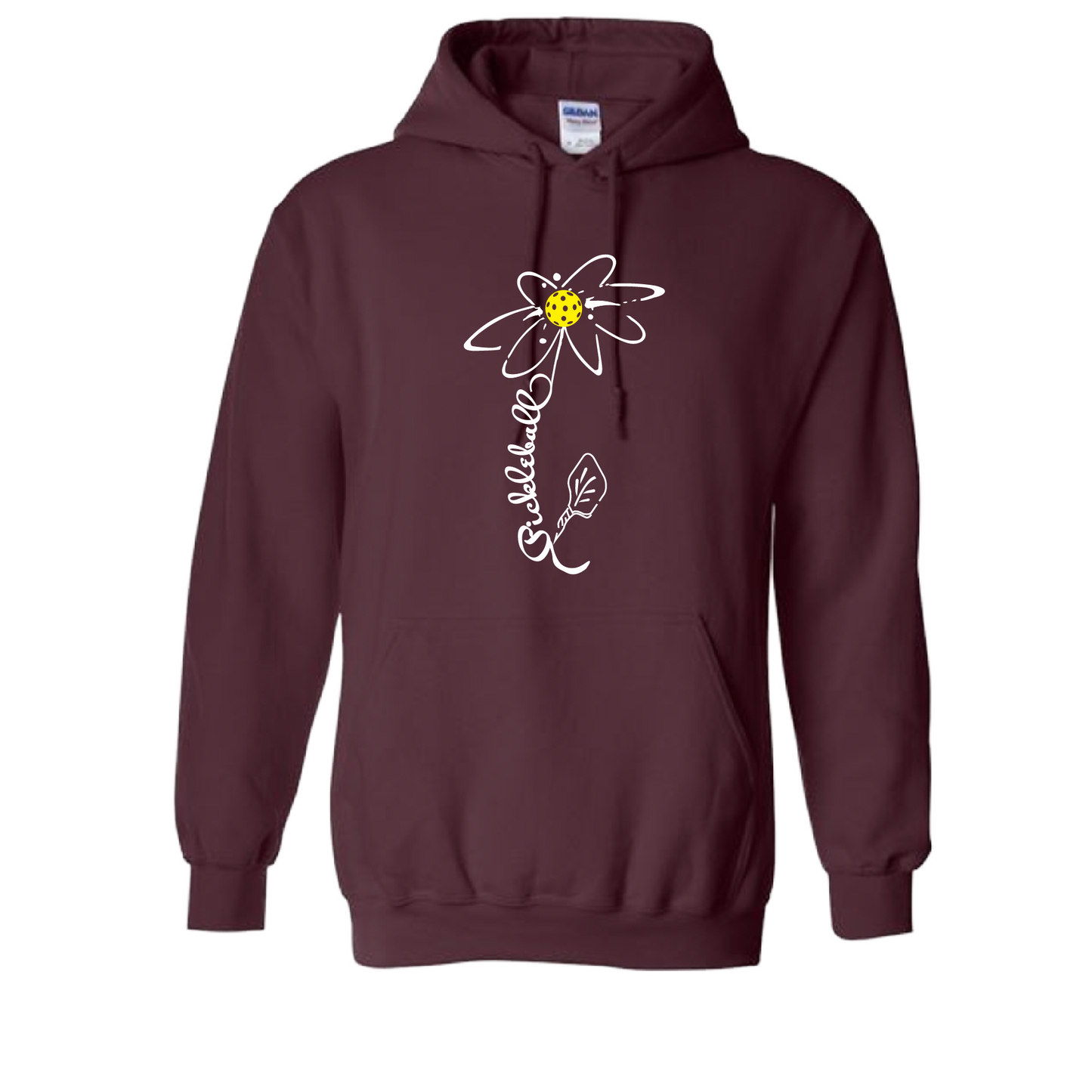 Pickleball Flower (White Yellow) | Unisex Hoodie Athletic Sweatshirt | 50% Cotton/50% Polyester