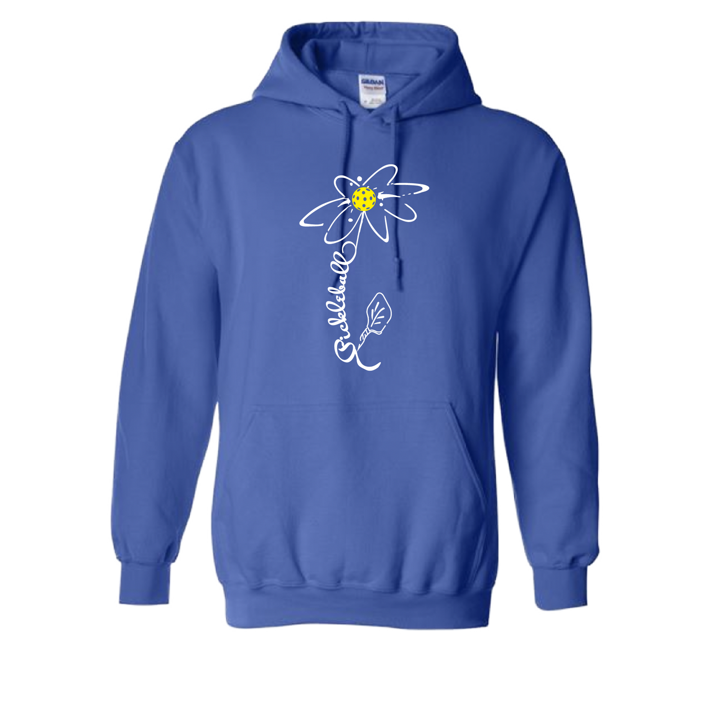 Pickleball Flower (White Yellow) | Unisex Hoodie Athletic Sweatshirt | 50% Cotton/50% Polyester