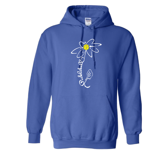 Pickleball Flower (White Yellow) | Unisex Hoodie Athletic Sweatshirt | 50% Cotton/50% Polyester