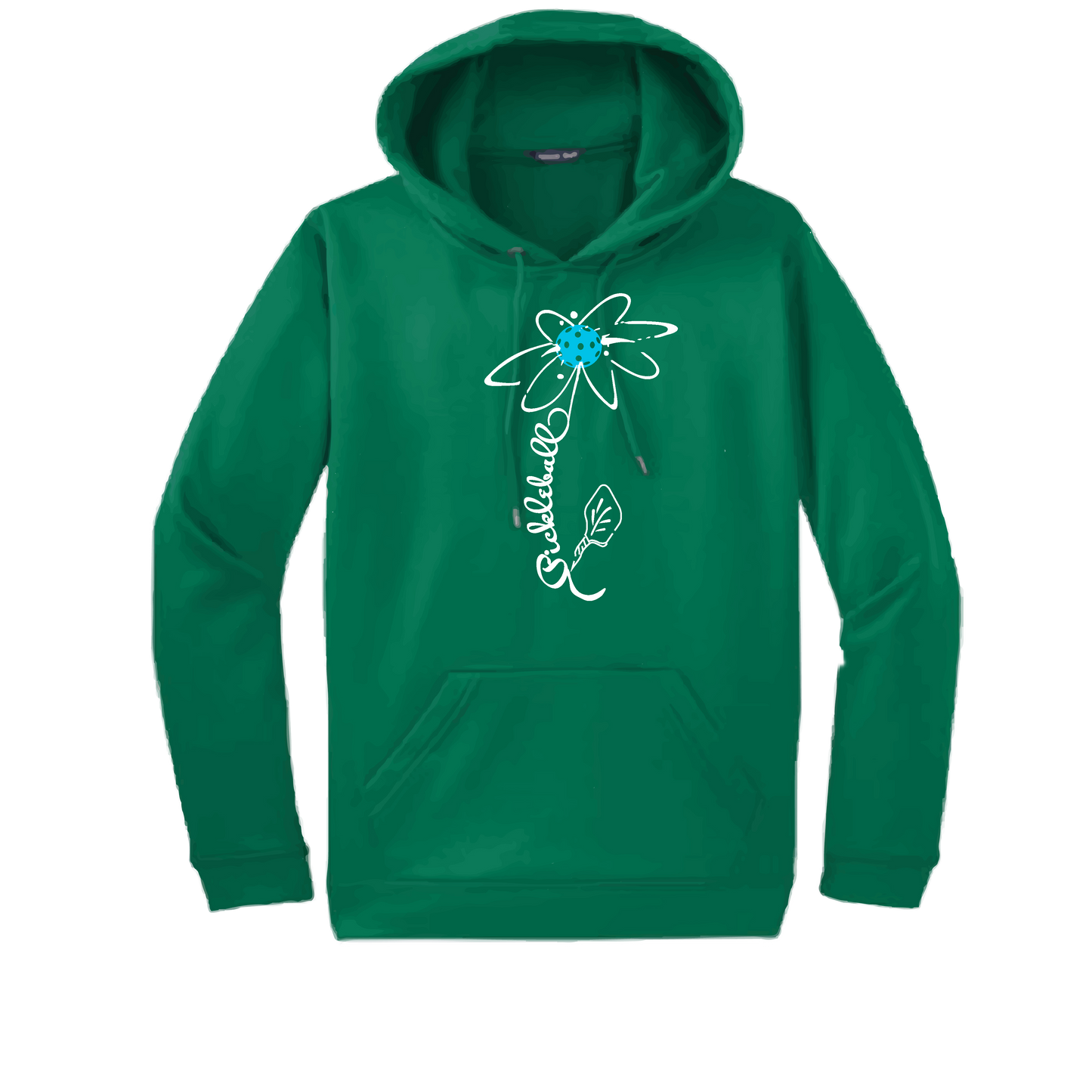 Pickleball Flower (Cyan Green Orange) | Unisex Hoodie Athletic Sweatshirt | 50% Cotton/50% Polyester