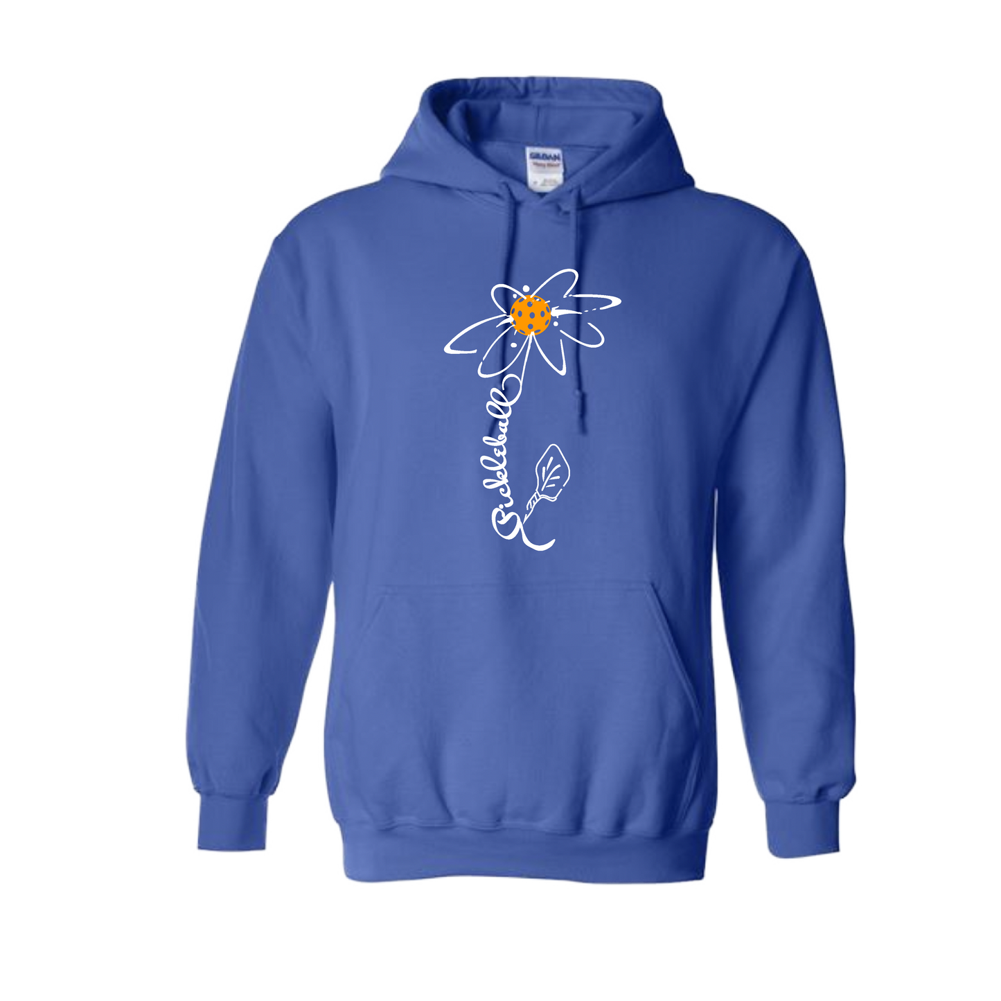 Pickleball Flower (Cyan Green Orange) | Unisex Hoodie Athletic Sweatshirt | 50% Cotton/50% Polyester