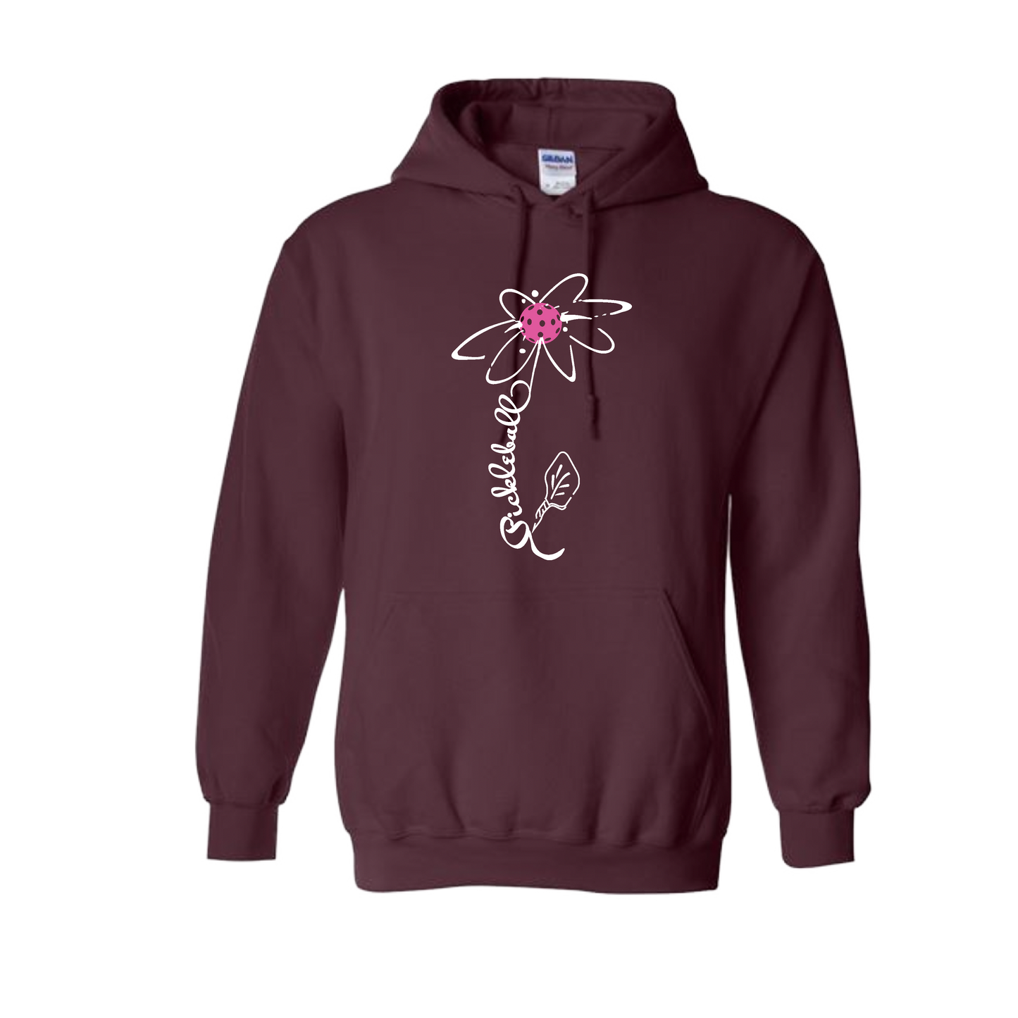 Pickleball Flower (Pink Purple Rainbow) | Unisex Hoodie Athletic Sweatshirt | 50% Cotton/50% Polyester