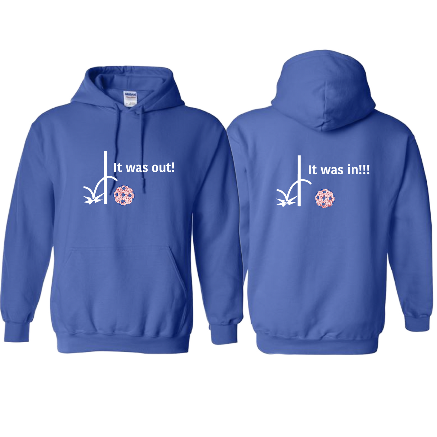 It Was Out! It Was In! (Pickleballs Patriotic Stars) | Unisex Hoodie Athletic Sweatshirt | 50% Cotton/50% Polyester